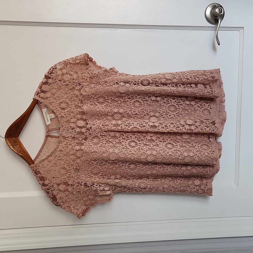 Monteau Lace shirt in Rose Gold - Size Large